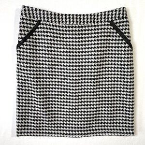 Amanda & Chelsea Houndstooth Plaid Pencil Skirt Black White Knee Length Size 10